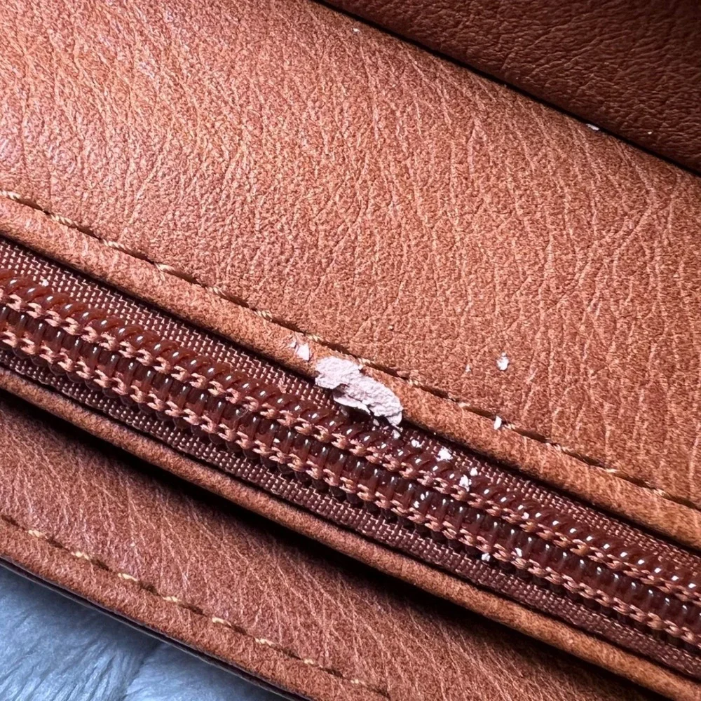 Vintage Style Tan Faux‎ Leather Satchel Bag Plaid Lining Handle Shoulder Strap